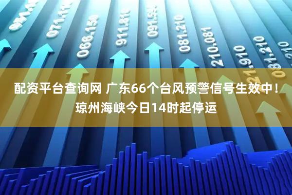 配资平台查询网 广东66个台风预警信号生效中！琼州海峡今日14时起停运