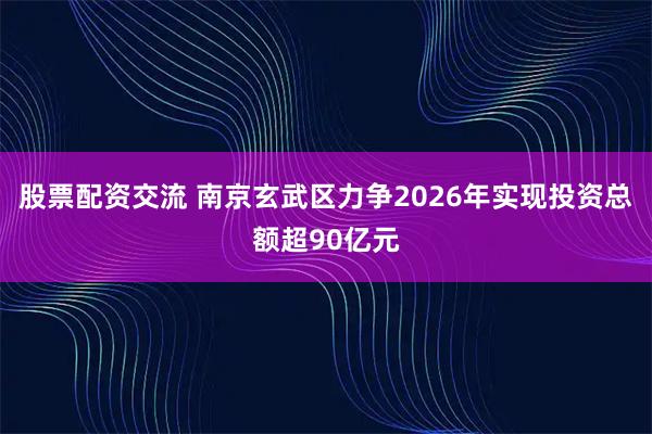 股票配资交流 南京玄武区力争2026年实现投资总额超90亿元