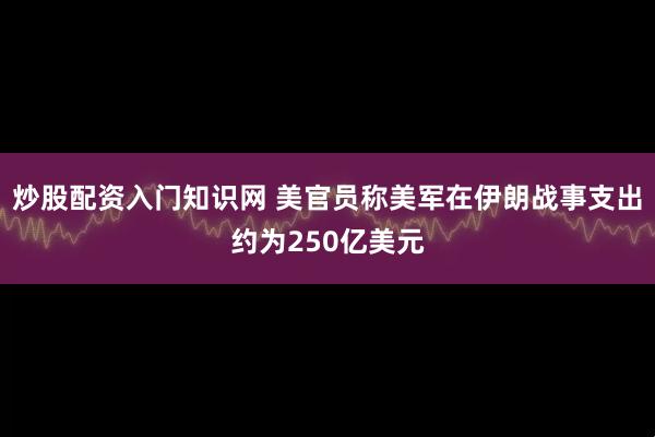 炒股配资入门知识网 美官员称美军在伊朗战事支出约为250亿美元