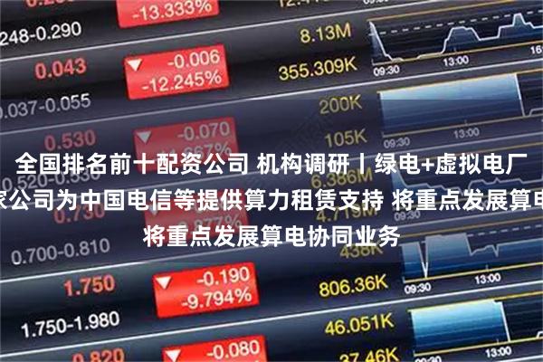 全国排名前十配资公司 机构调研丨绿电+虚拟电厂+光伏 这家公司为中国电信等提供算力租赁支持 将重点发展算电协同业务